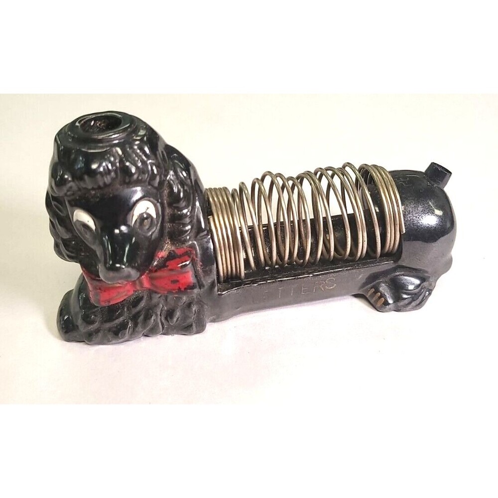 Ceramic Poodle/Dachsund Dog Letter Holder Pencil Holder Desk 1950s Japan MCM